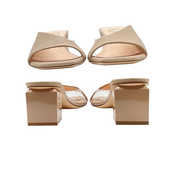 AGL Sandals Women’s Size US 8.5 Angie Block Heel Asymmetrical Slide in Beige - Picture 4 of 5